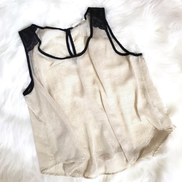 NWT Lush Polka Dot Lace Shoulder Cropped Tank Med - Picture 3 of 8